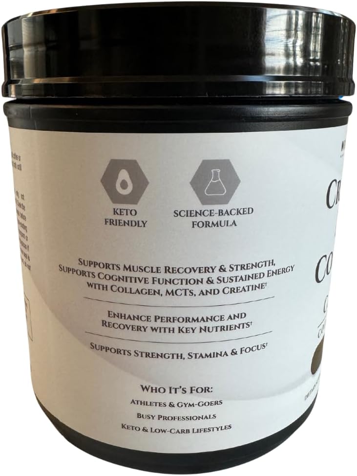 CreaFuel Creatine Collagen MCT Coconut Coffee Creamer Powder Sugar Free Keto and Paleo Friendly Supplement for Muscle Energy Brain Health Skin and Joint Support 30 Servings