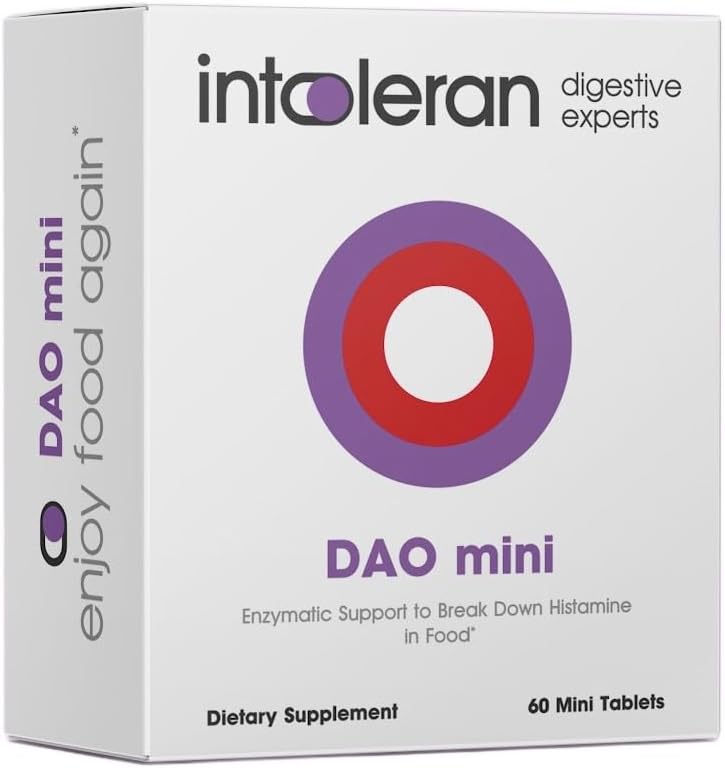 DAO Mini Digestive Enzymes - 60 Tablets | Supplement for Histamine Intolerance & DAO Deficiency | Healthy Histamine Levels | 30,000 HDU Pure Diamine Oxidase (DAO) Enzyme | Coated