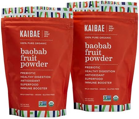 Premium Organic Baobab Powder I Prebiotic Gut Health, Intermittent Fasting, Immunity, Hydration | Vitamin C, Polyphenols, Minerals | Fiber Supplement | 16 oz.