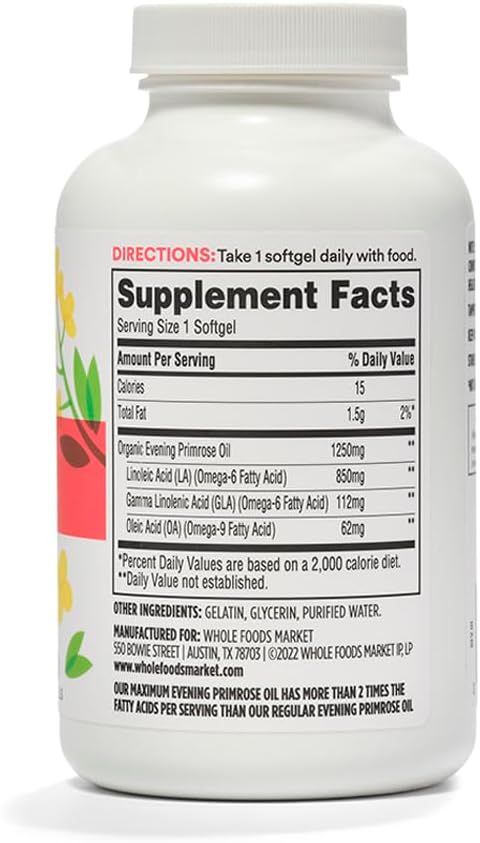 365 by Whole Foods Market, High Potency Evening Primrose Oil 1250mg, 120 Count