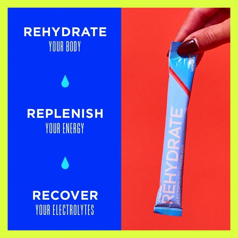 AdvoCare Rehydrate - Electrolyte Drink Mix - Includes Magnesium, Sodium, Potassium & Calcium - Antioxidant & Amino Acid Fortified - Hydration & Recovery - Berry Lemon Ice, 15 Stick Packs (6.3 oz)