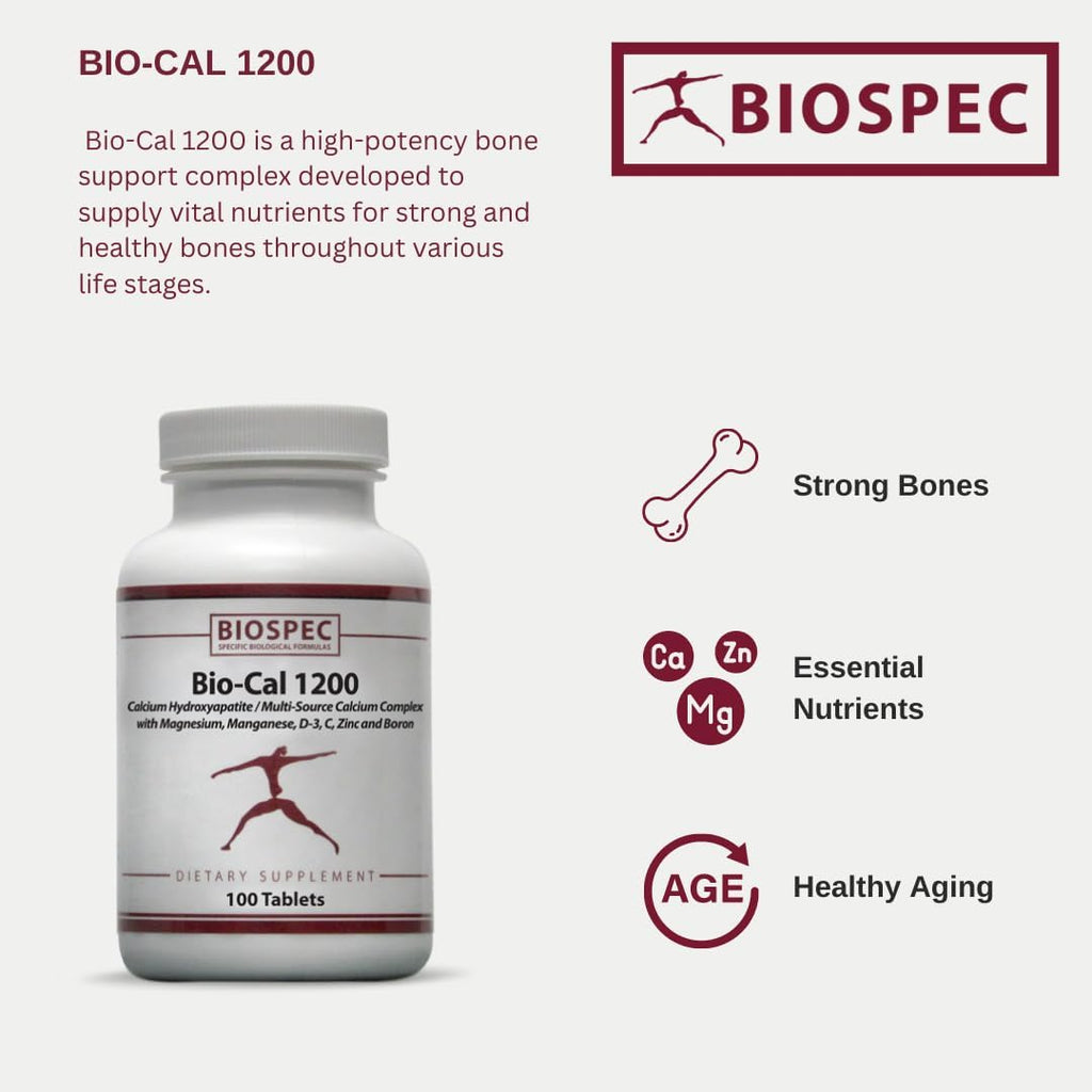 Bio-Cal 1200 – Superior Bone Support Complex w/ MCHA, Vitamin D3, Vitamin K2 (MK-7), Magnesium, Zinc, and Other Nutrients
