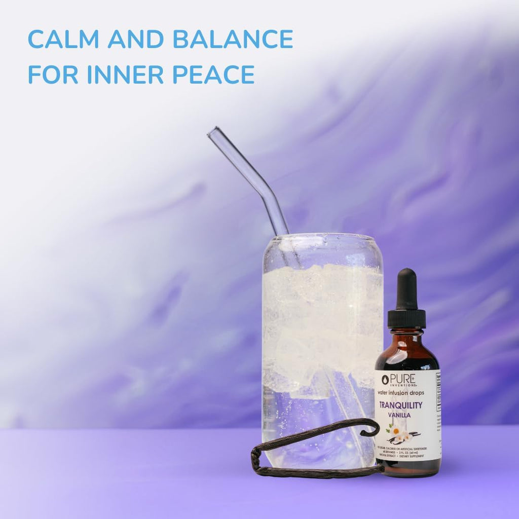 Pure Inventions Tranquility - Supports Relaxation - Vanilla and Chamomile - Water Infusion Drops - No Sugar, Calories, or Artificial Sweeteners - 60 servings - 2oz
