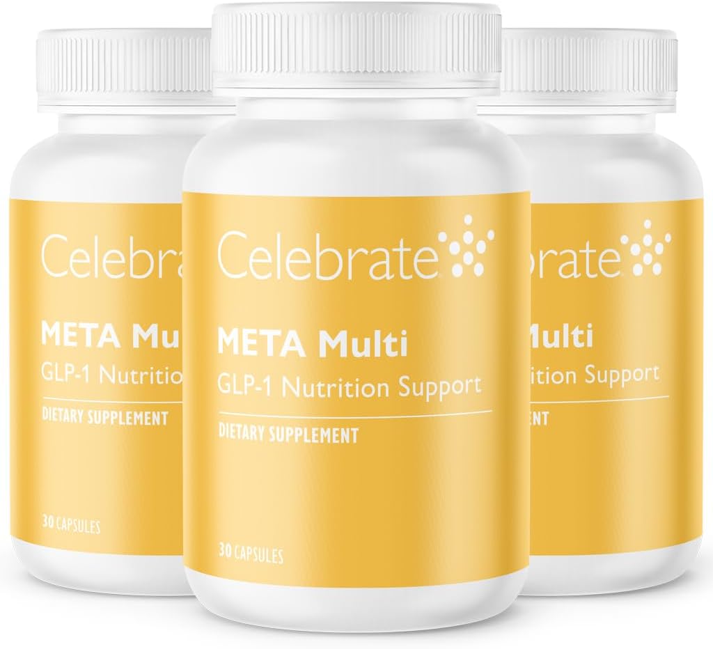 Celebrate Vitamins META Multi GLP-1 Multivitamin for Weight Support –3 Pack (90 Capsules) –Daily GLP-1 Supplement w Iron, Vitamin D, B12, Magnesium –Hair, Energy, Fatigue Nutrient Deficiency Support