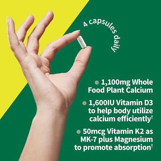 Garden of Life Raw Calcium Supplement for Women and Men - Vitamin Code Made from Whole Foods with Magnesium, K2, Vitamin D3 and Vitamin C plus Probiotics for Digestion, 120 Capsules