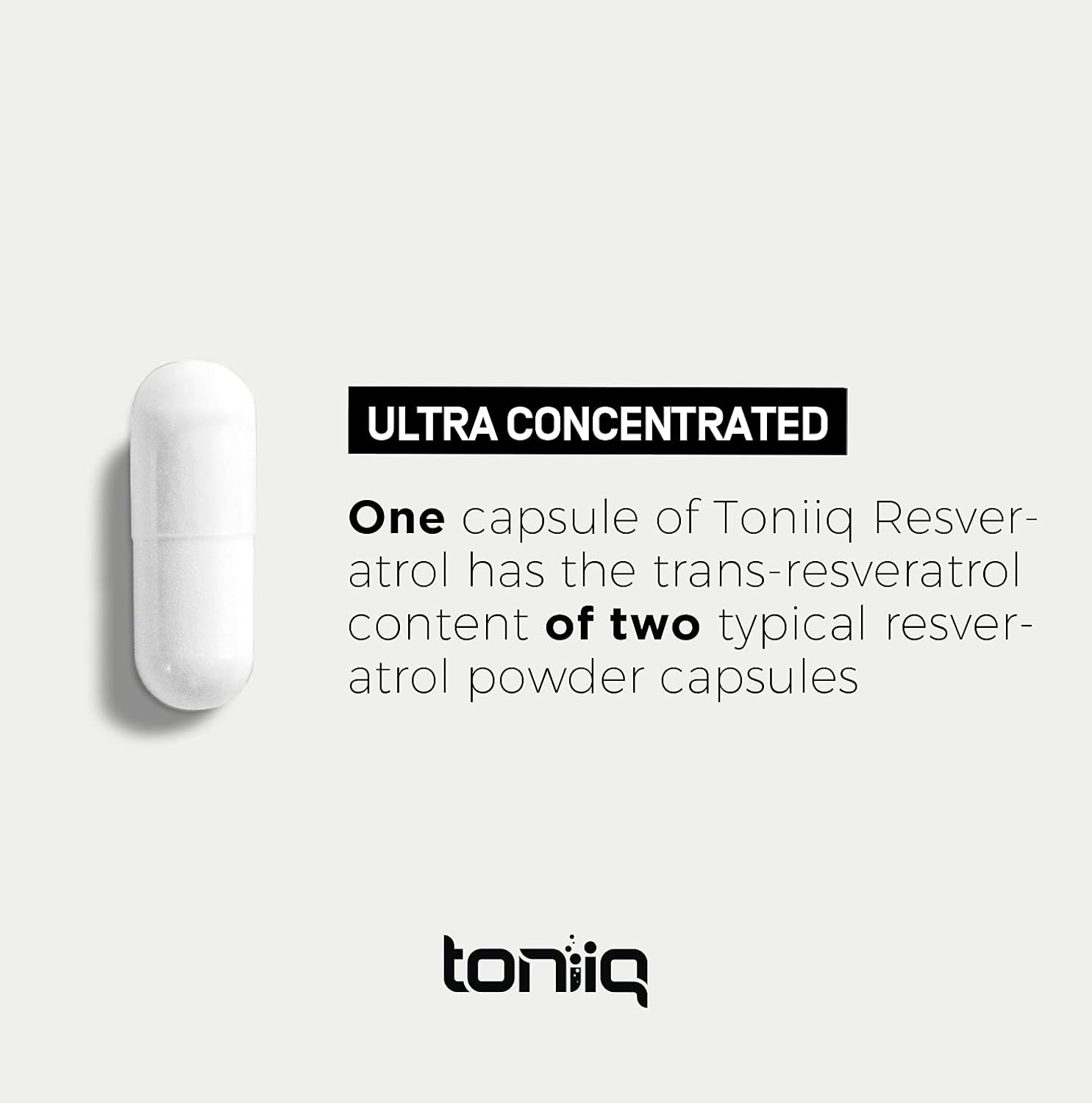 Toniiq Ultra High Purity Resveratrol Capsules - 98% Trans-Resveratrol - Highly Purified and Bioavailable - 60 Caps Reservatrol Supplement