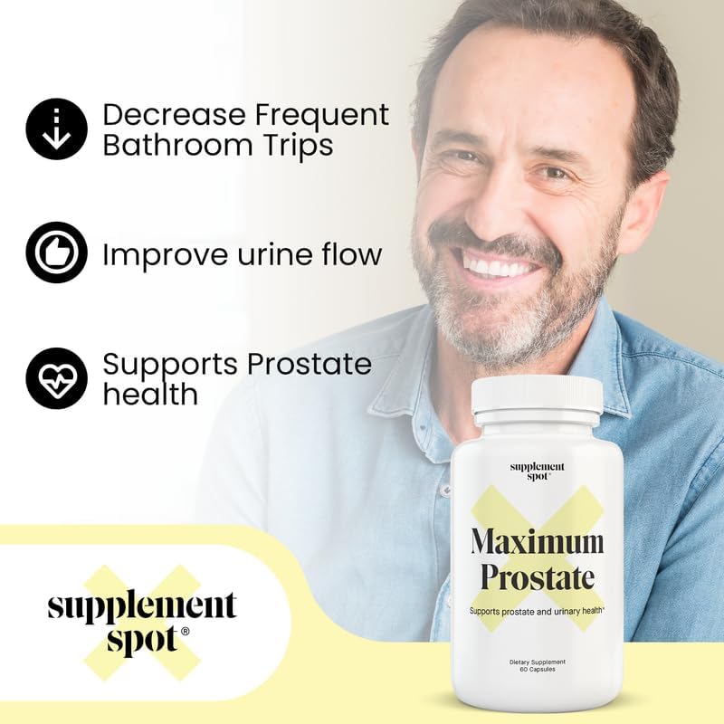 Maximum Prostate Supplements for Men – 600 mg Beta Sitosterol & 100 mg DIM Per Serving – Mens Health Supplements for Urinary Support & Bladder Control (60 Caps)