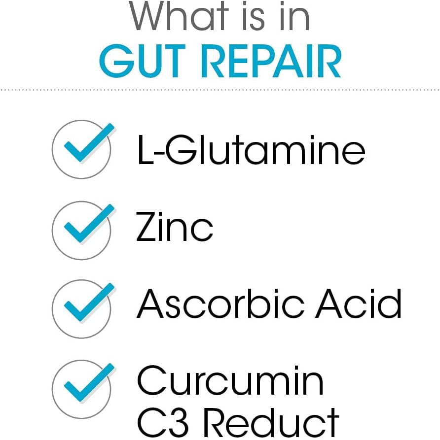 Silver Fern Gut Repair - Digestive Health Supplement Powder - L-Glutamine, Curcumin, Zinc & Ascorbic Acid (1 Tub - 30 Servings)