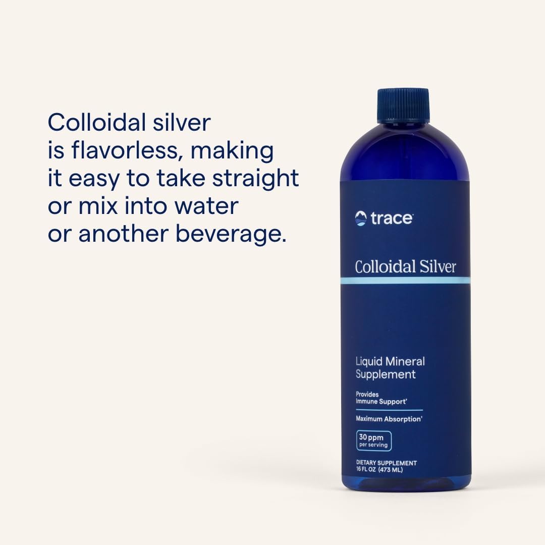 Trace Minerals Colloidal Silver - Liquid Mineral Supplement with Super-Oxygenated Colloidal Silver - Immunity & Overall Health Support - Highly Absorbable Supplement - 16 fl oz (About 48 Servings)