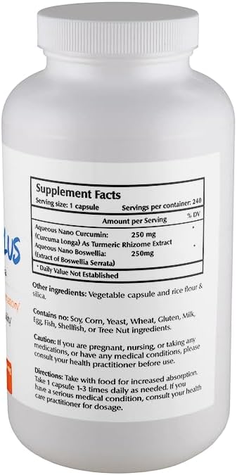 One Planet Nutrition Nano Curcumin Plus 500 mg Veggie Capsules (240 Servings), Nano Curcumin with Boswellia for High Absorption, Supports Joint and Immune Health, Non-GMO, Vegan, Gluten-Free