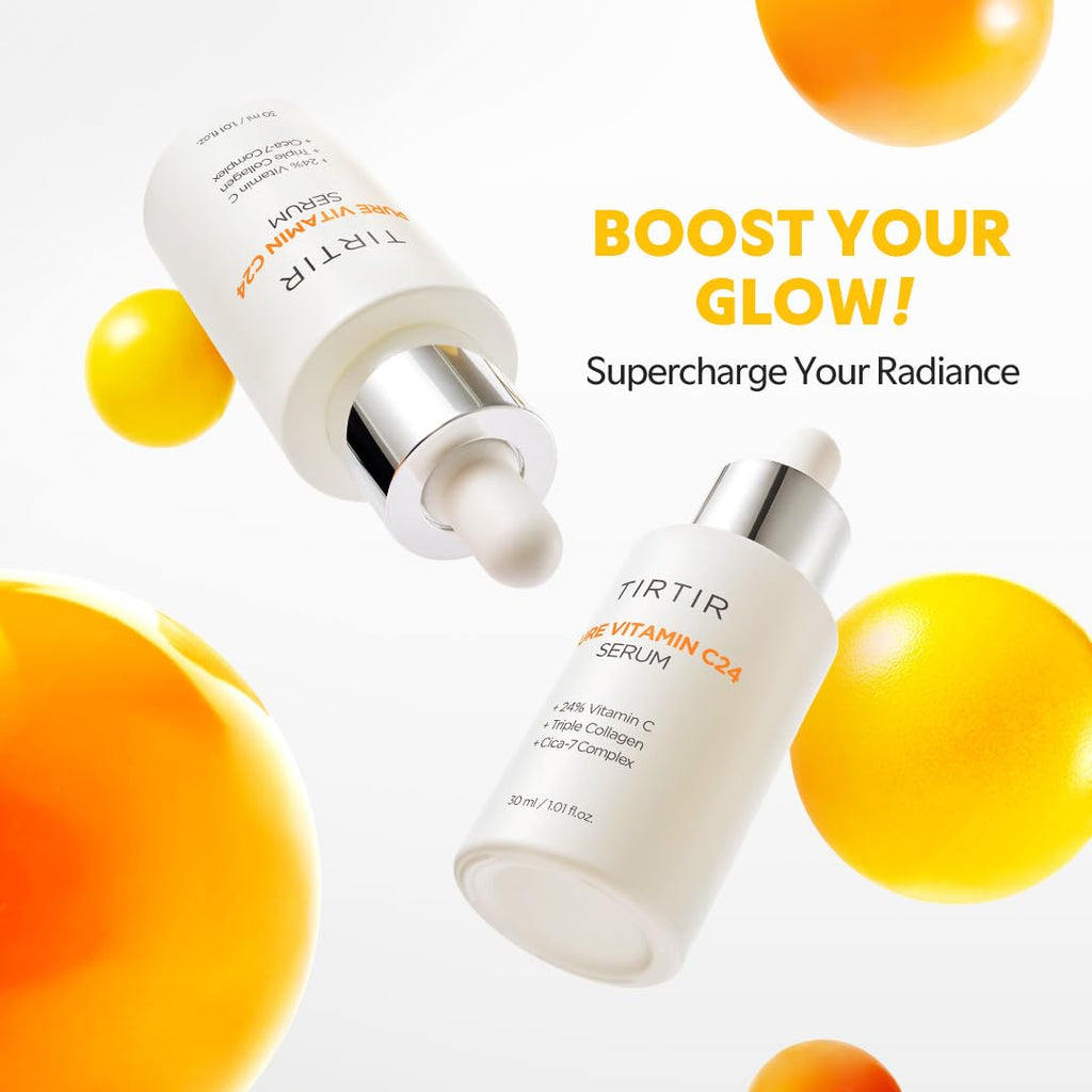TIRTIR Pure Vitamin C 24% Face Serum – Dark Spot Remover for Sensitive Skin with Collagen Anti Aging Even out Skin Tone Non irritation tested, Wrkinkles, Korean Mild Vita C Facial Serum 1.01 Fl Oz