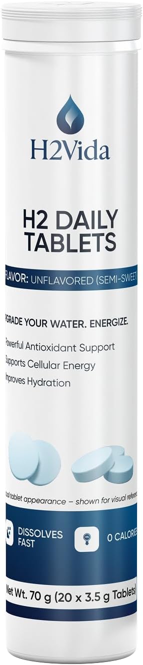 Hydrogen Water Tablets – Magnesium Supplement for Energy, Detox, Hydration & Focus – Energy Booster – 1Pack Unflavored 20 Tablets