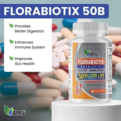 America Medic & Science Florabiotix Probiotic (90 Capsules) | Dietary Supplement for Men and Women| 50 Billion Live Cultures | 10 Probiotic Strains | Supports Digestive and Immune Health (Pack of 3)
