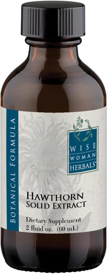 Wise Woman Herbals Hawthorn Berry Solid Extract 4:1, Alcohol-Free Extra Strength, Promotes Healthy Circulation, Antioxidant Protection, Herbal Cardiovascular Support, 2 Fl Oz
