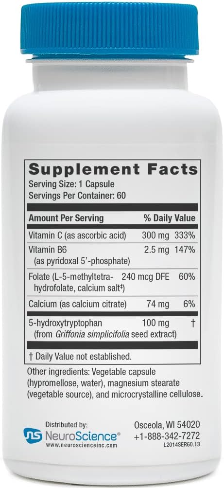 NeuroScience Deep Sleep Aid & Mood Support Supplement - Serene - Calm Sleep Supplement with 5-HTP - Encourage Rest & Healthy Sleep-Wake Function Without Sacrificing Everyday Energy (60 Capsules)