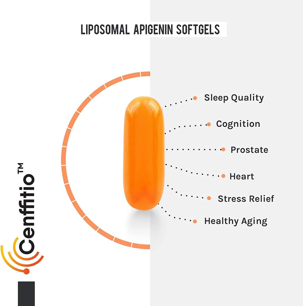 Liposomal apigenin 500mg Softgels - Optimal Apigenin Supplement with Fisetin, Quercetin and Theaflavins - 8 Month Supply