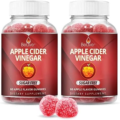 BeLive Apple Cider Vinegar Sugar Free Gummies – Great for Digestion & Healthy Diet - Gluten Free, No Glucose Syrup, ACV Gummies Alternative to Capsules & Drink (120 Ct) – 2 Pack