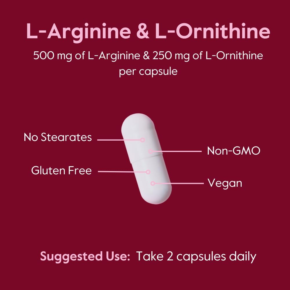 BESTVITE L-Arginine L-Ornithine 500-250 (240 Vegetarian Capsules) (120 x 2) - No Stearates - No Fillers - Vegan - Non GMO - Gluten Free - No Calcium Silicate