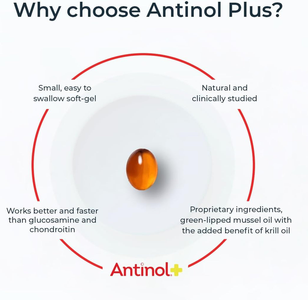 Antinol Plus, Mobility, Hip, and Joint Supplement for Dogs, Green-Lipped Mussels and Krill Oil - Dog Joint Supplement, Better and Faster Than Glucosamine and Chondroitin, 150 Soft Gels