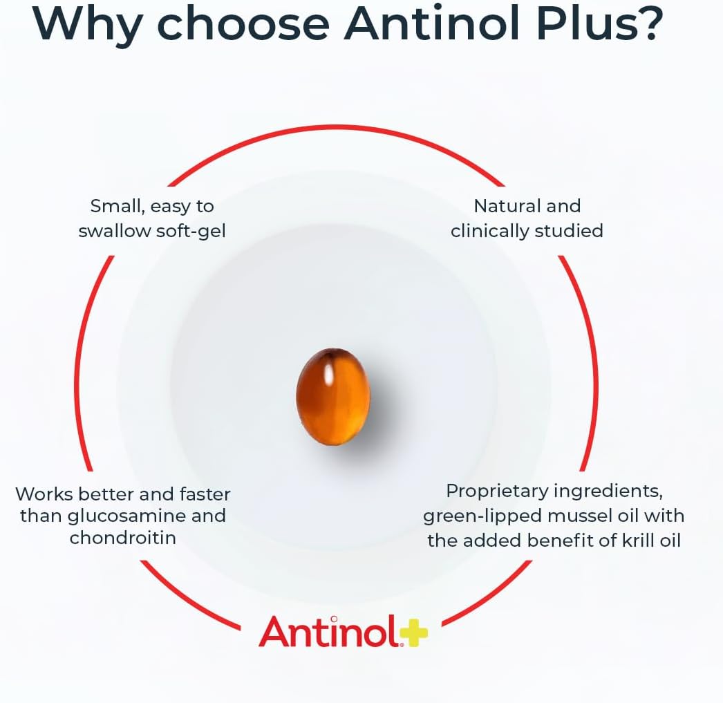Antinol Plus, Mobility, Hip, and Joint Supplement for Dogs, Green-Lipped Mussels and Krill Oil - Dog Joint Supplement, Better and Faster Than Glucosamine and Chondroitin, 90 Soft Gels