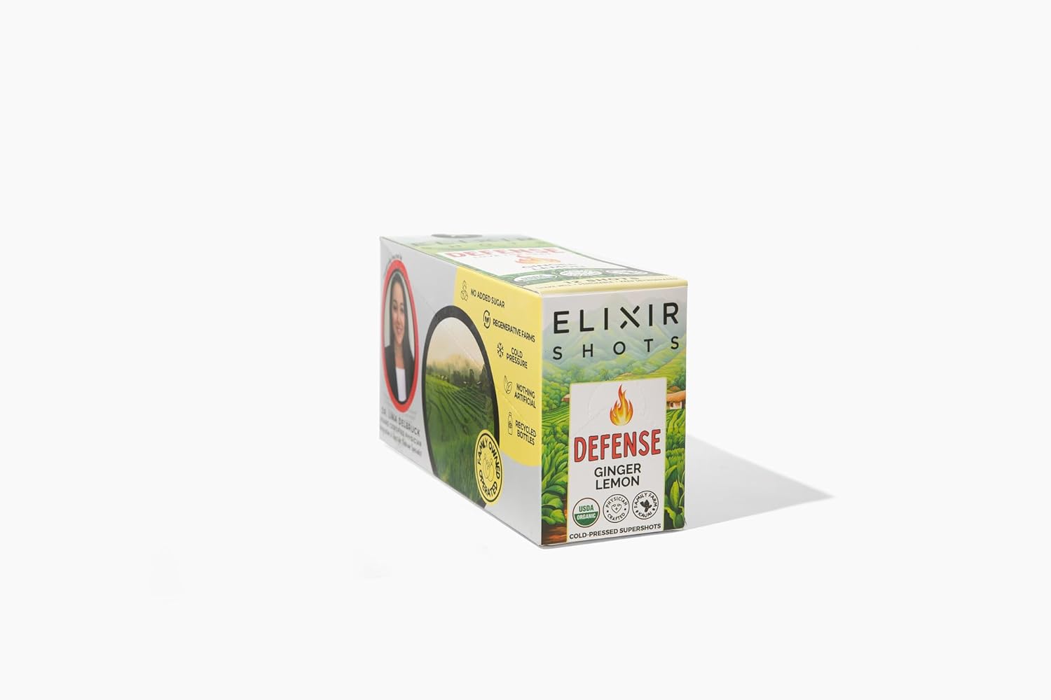 Elixir Shots, Ginger Lemon Wellness Shot with 100% Cold-Pressed Organic Ingredients, No Added Sugars or Artificial Ingredients, Defense Supershot, 12-Pack