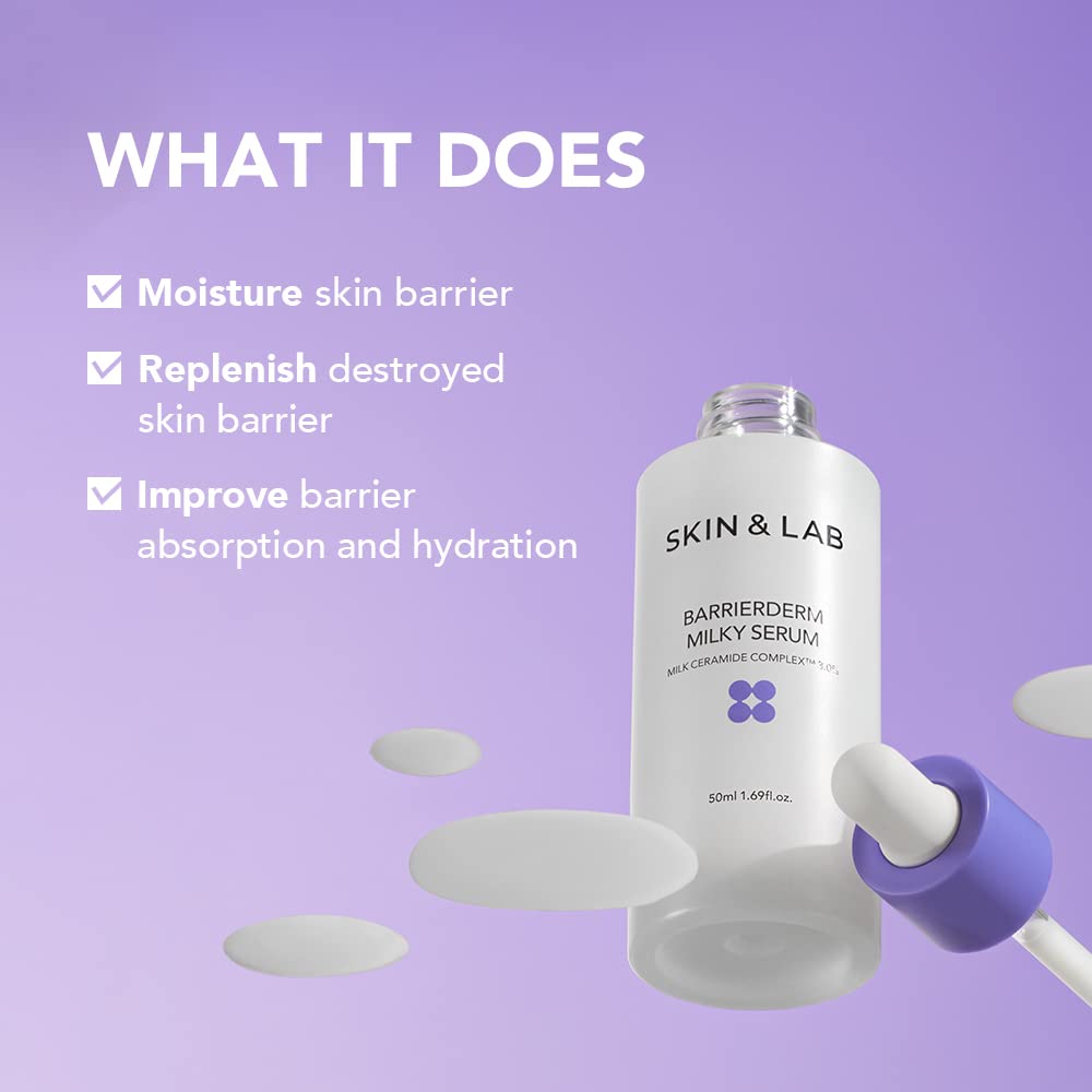 [SKIN&LAB] Barrierderm Milky Serum | Milk Ceramide Complex, Squalane, and Panthenol to repair Skin Barrier | Made in Korea | 1.69 Fl Oz