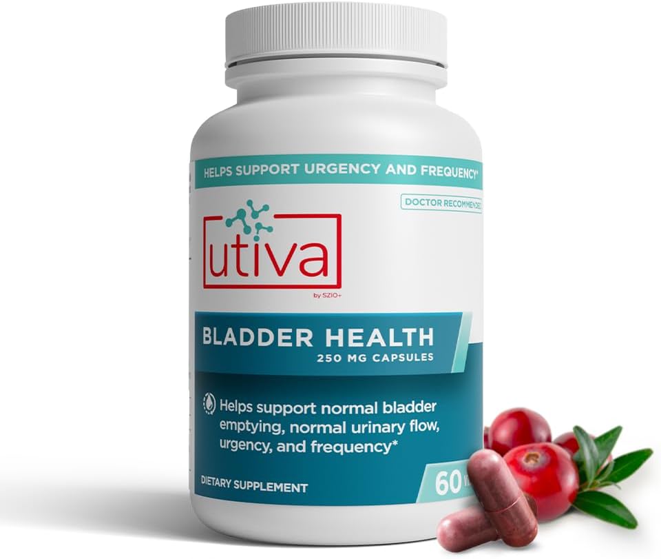 Utiva Bladder Health - Cranberry Pills for UTI support - Control Supplement for Overactive Bladder and Lower Urinary Tract Health - Clinically Proven to Reduce Frequency and Urgency - 60 Capsules
