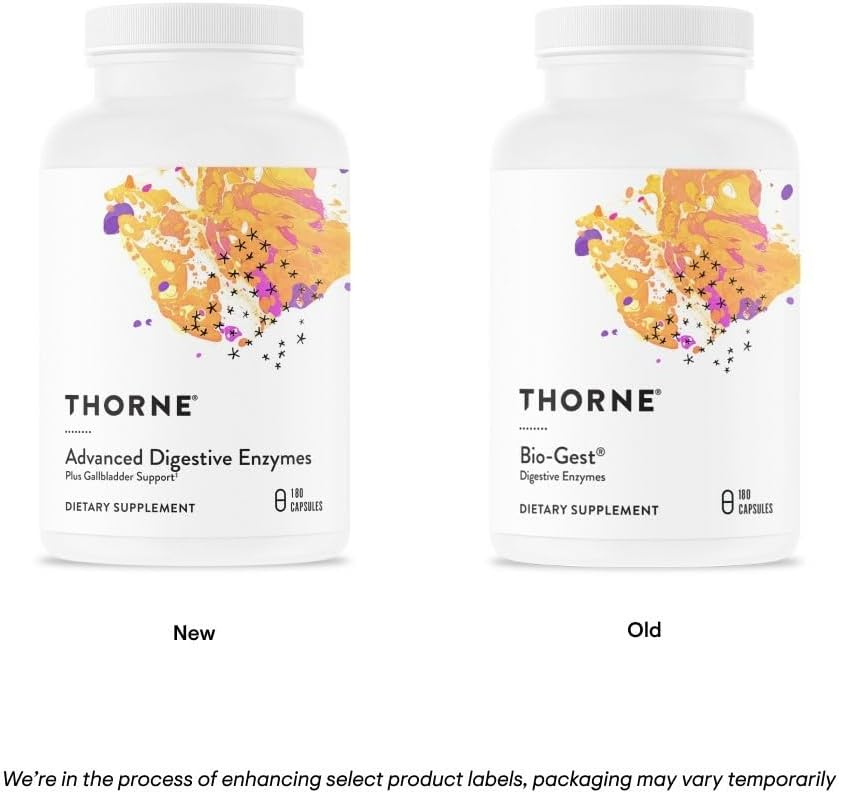 THORNE - Advanced Digestive Enzymes (Formerly Bio-Gest) - Blend of Digestive Enzymes to Aid Digestion* - Gut Health Support with Pepsin, Ox Bile, Pancreatin - 180 Capsules - 90 Servings