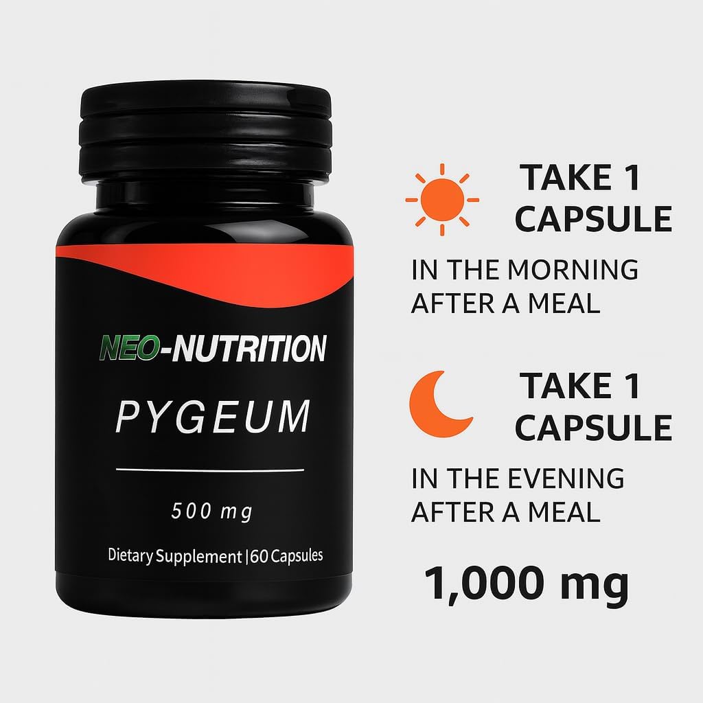PYGEUM 500mg Herbal Supplement, Men's Health Supplement,AFRICANUM BARK Prostate Health Urinary Flow LIBIDO Sleep Hair Loss