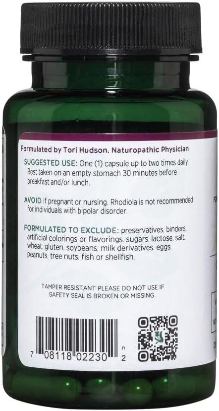 Vitanica Rhodiola Rosea Root Extract 200mg, Dr. Formulated, 3% Rosavins & 1% Salidroside, Rhodiola Root 85mg, Vegan, 60 Capsules