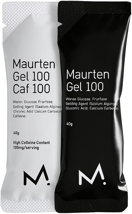 MAURTEN Gel 100 Mix Box - 6-Pack of 40g - 25g Carbohydrates per Serving - 4 x Gel100 and 2x Gek100 CAF100 (100mg caffein) - Stomach-Friendly Patented hydrogel Technology - Free of preservatives