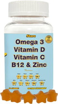 Adult Multivitamin Gummies with Omega 3 - Daily Vitamins A, B, C, D & Biotin - Gluten-Free, Plant-Based Multivitamin for Men & Women with Selenium, 60 Gummies