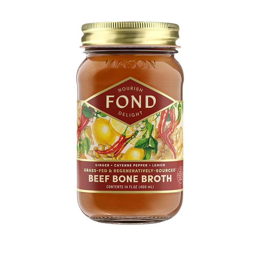 FOND Grass-fed Regenerative Beef Bone Broth infused with Organic Ginger & Cayenne