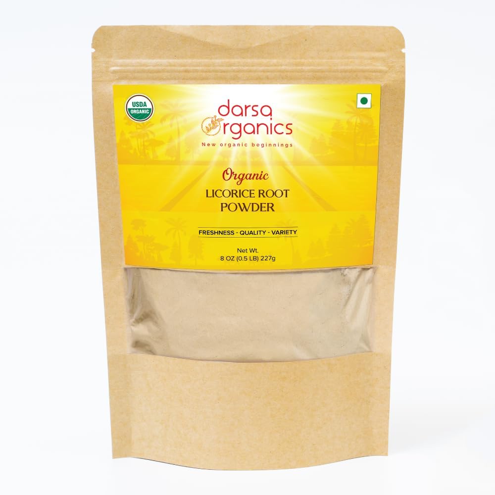 Licorice Root Powder, 8 oz - USDA Organic Natural Sweetener & Digestive Aid, Gluten Free Mulethi, Glycyrrhiza Glabra, Herbal Supplement, Tea, Skin Care, Non-GMO, Vegan, Kosher