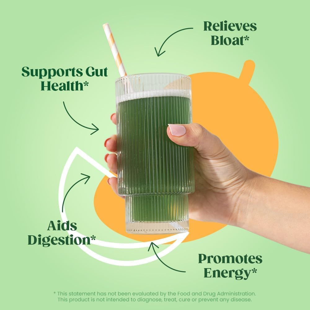 Bloom Nutrition Superfood Greens Powder, Digestive Enzymes with Probiotics and Prebiotics, Gut Health, Bloating Relief for Women, Chlorella, Green Juice Mix with Beet Root Powder, 25 SVG, Mango