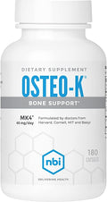 Osteo-K Bone Support | Vitamin D & K Complex with Calcium Citrate Supplement | 45mg Vitamin K2 (MK4) for Strong Bone Health & Function | 180ct Veggie Capsules