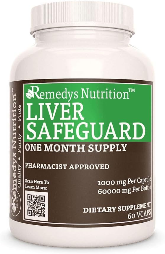 Remedy's nutrition Liver Safeguard™ | 1,000 mg, 60 Vegan Capsules Proprietary Herbal Dietary Supplement | Two Month Supply