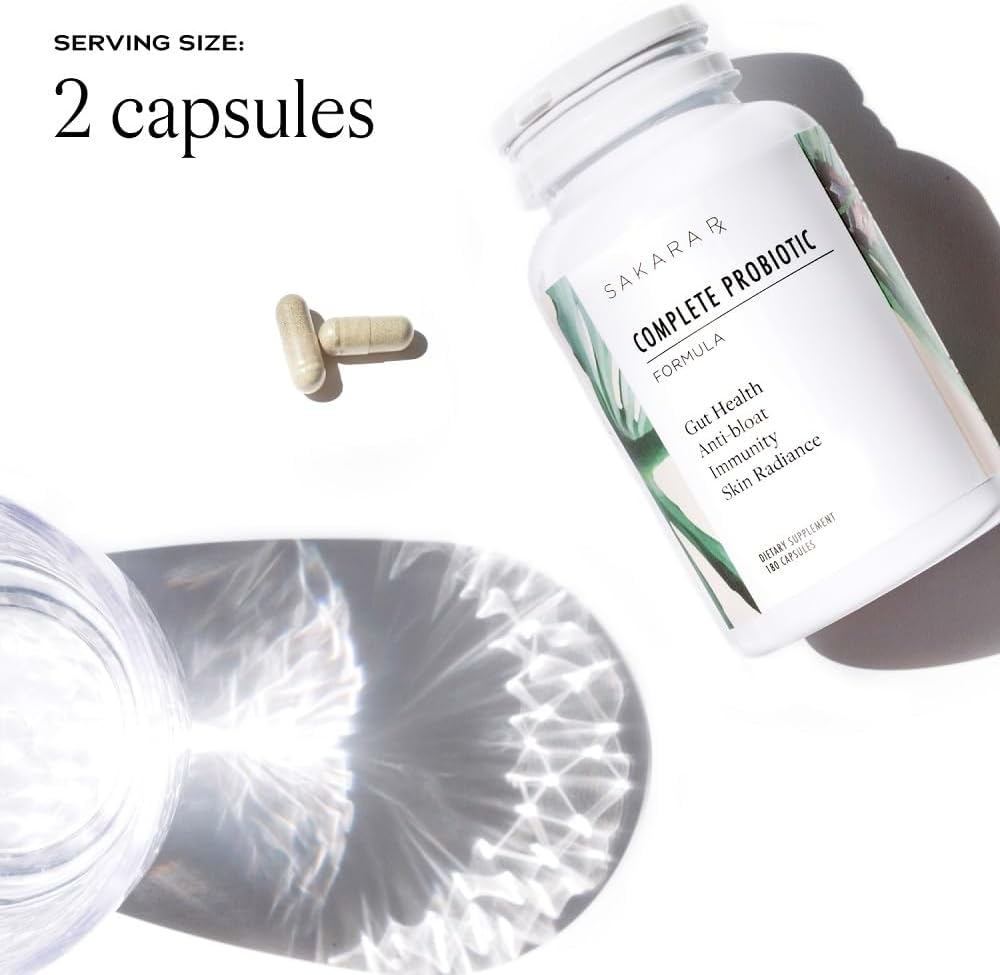 SAKARA Complete Probiotic, 180 Capsules - Probiotics for Women Digestive Health, Gut Health Pre and Probiotics for Women, Prebiotics and Probiotics