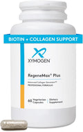 XYMOGEN RegeneMax Plus - Advanced Collagen Supplements with Biotin & Clinically Tested ch-OSA - Supports Skin, Hair, Nails & Bone Health - Collagen for Women & Men (60 Capsules)