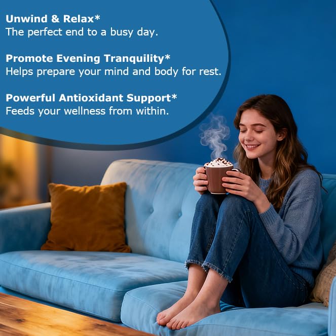 Mushroom Hot Cocoa, Melatonin-Free Natural Relaxation Drink Mix | 14 Mushroom Extracts, Magnesium, Ashwagandha, GABA & 51 Superfoods | Calm & Sleep Support | Keto & Vegan, Cocoa Powder | 30 Servings