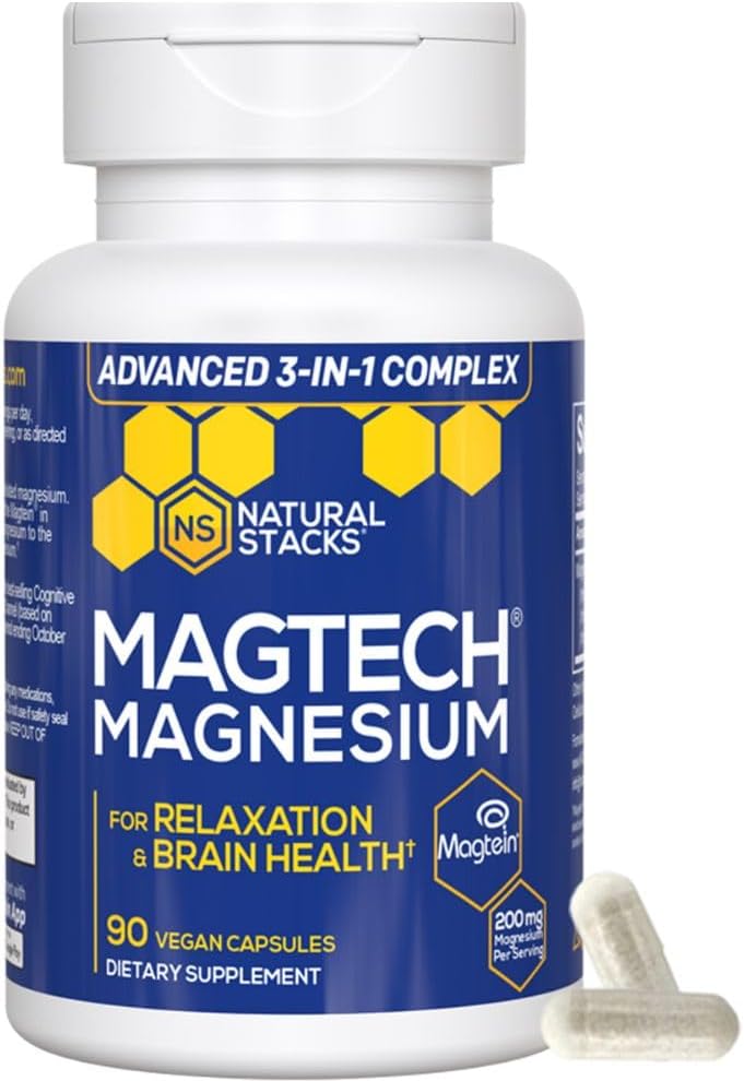 NATURAL STACKS MagTech Magnesium + NeuroFuel Nootropic Bundle - Supports Relaxation, Focus & Brain Health* - 165 Total Capsules