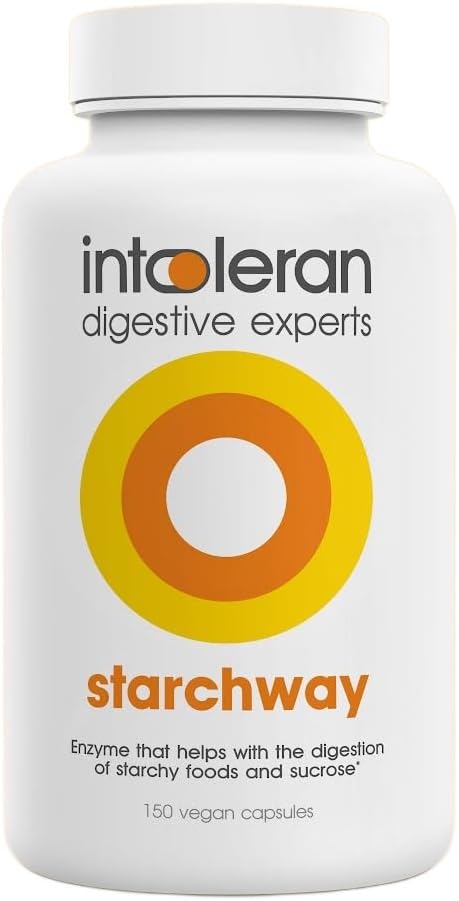 Starchway Digestive Enzymes - 150 capsules | Supplement for Starch & Sucrose Intolerance | Helps Digest Sugars & Starchy Foods | Invertase & Gluco-Amylase Enzymes | Pure & Vegan | Low FODMAP