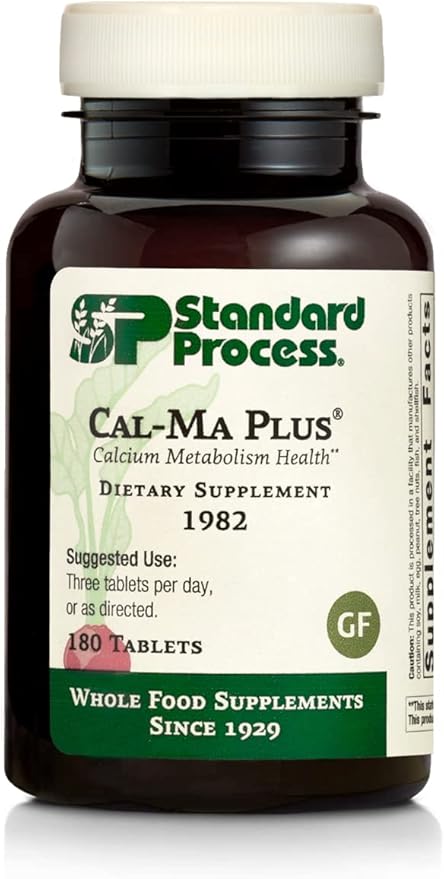 Standard Process Cal-Ma Plus - Calcium Support for Endocrine and Cellular Functions - Aids Healthy Bones, Nerves & Muscle Function - Gluten-Free, Non-Dairy & Non-Soy - 180 Tablets