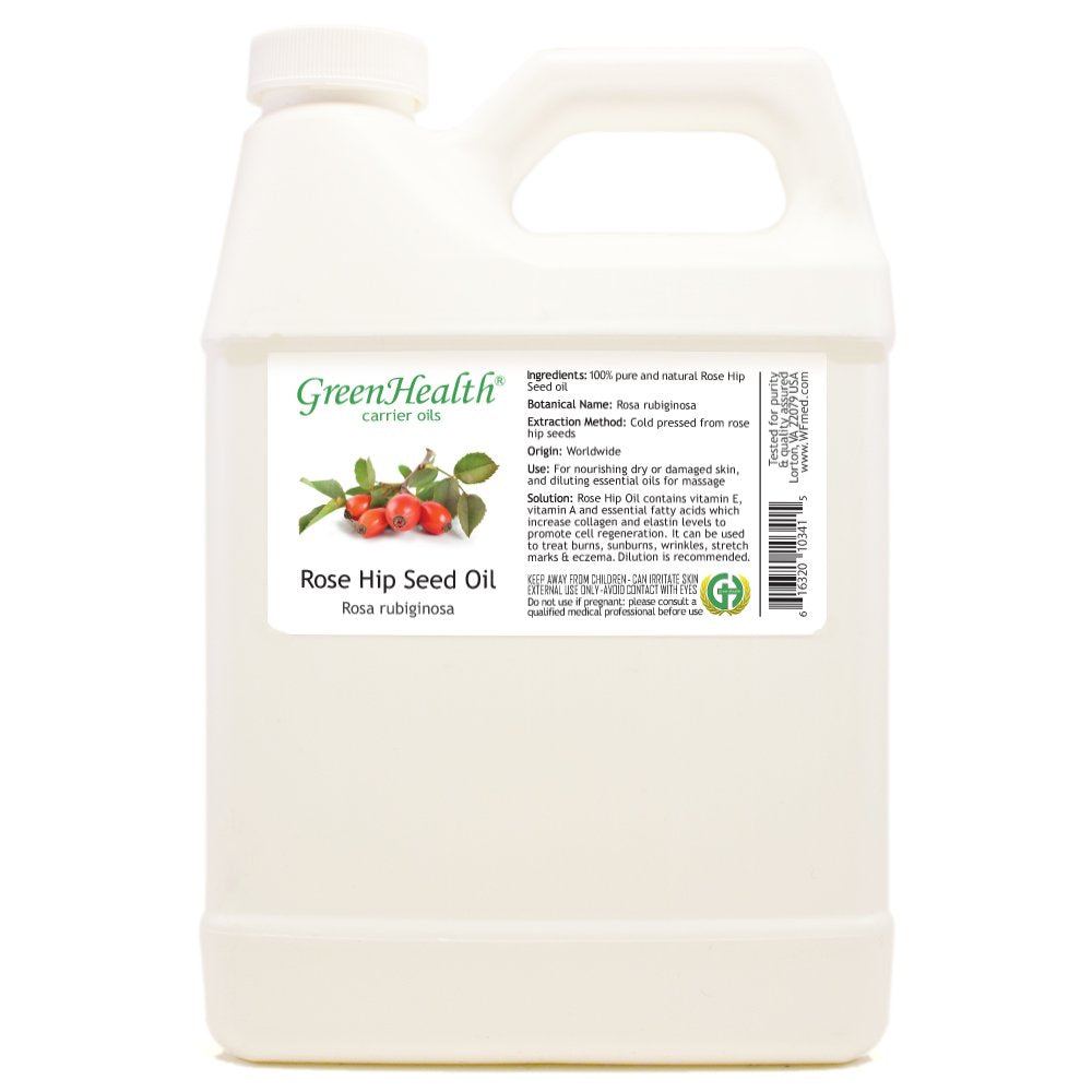 Rose Hip Seed Oil 32 fl oz – 100% Pure & Cold-Pressed – Natural Carrier Oil for Skin, Hair, Body, Nails – White Plastic Jug