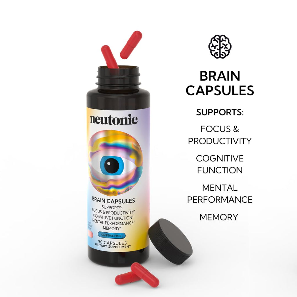 Neutonic Nootropic Brain Supplement | 1 Month Supply 90 Capsules | For Men and Women | Support Memory, Mental Clarity, Cognitive Function | Boost Focus, Energy, Brain Health