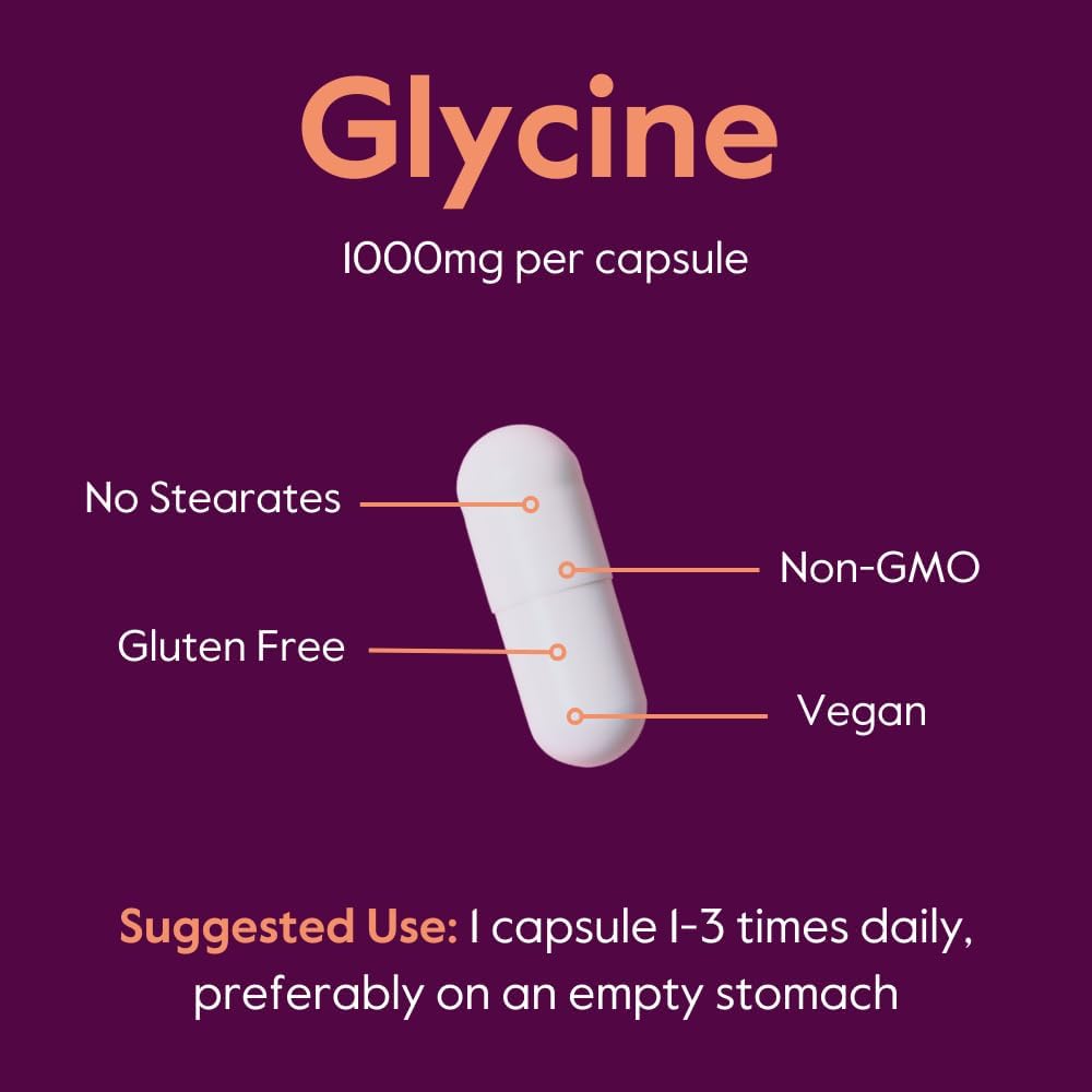 BESTVITE Glycine 1000mg per Capsule (240 Vegetarian Capsules) - No Stearates - Vegan - Non GMO - Gluten Free