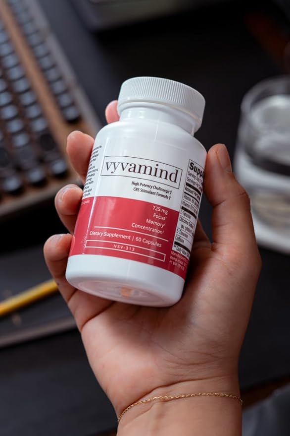 vyvamind Neurostimulant + Focus Aid Nootropic for Enhanced Concentration & Mental Clarity, Brain Support with Caffeine L-Theanine, Fast-Acting Cognitive Boost, 60 Capsules
