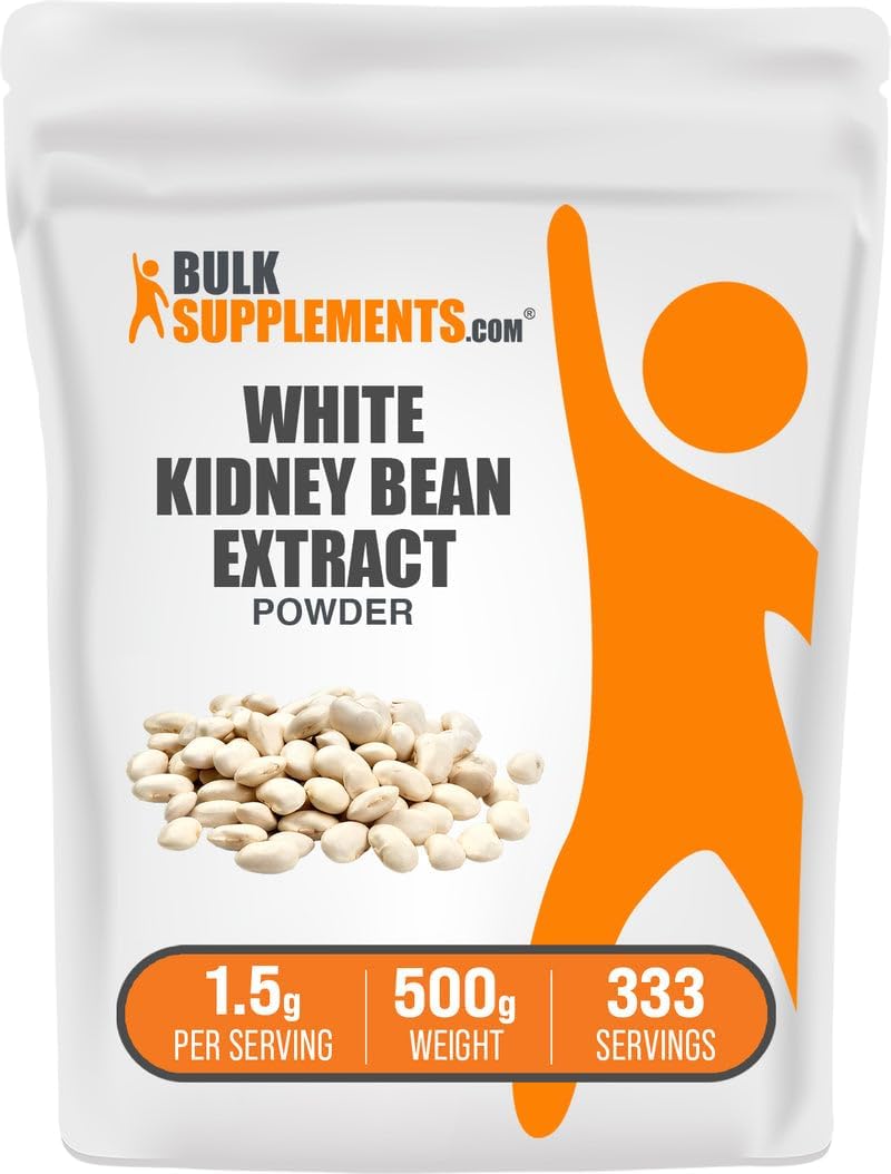 BulkSupplements.com White Kidney Bean Extract Powder - White Kidney Bean Powder - Herbal Supplement - Gluten Free, 1.5g per Serving, 500g (1.1 lbs) (Pack of 1)