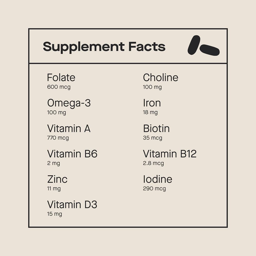 Modern Fertility Prenatal Multivitamin | Developed with OB-GYNs, Contains 12 Essential Nutrients for Support Before, During, and After Pregnancy, 30-Day Supply (60 Capsules)