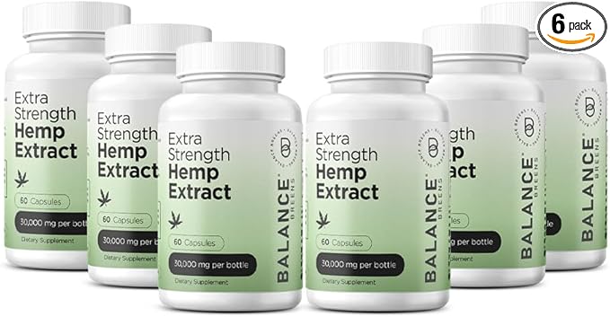 Balancebreens Hemp Extract 30,000mg per Bottle, 60 Capsules – Rich in Omega 3-6-9 Fatty Acids, Supports Brain Function & Immune Health